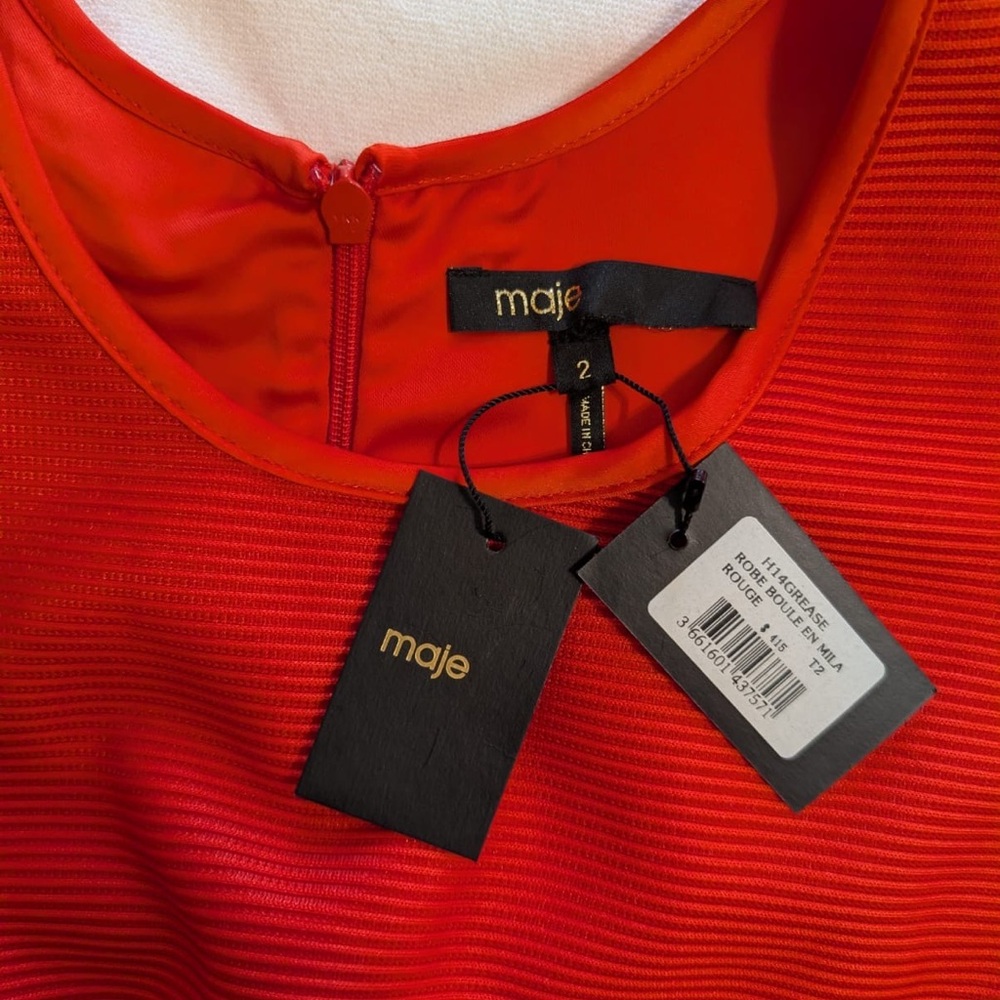 Maje Red Textured Dress